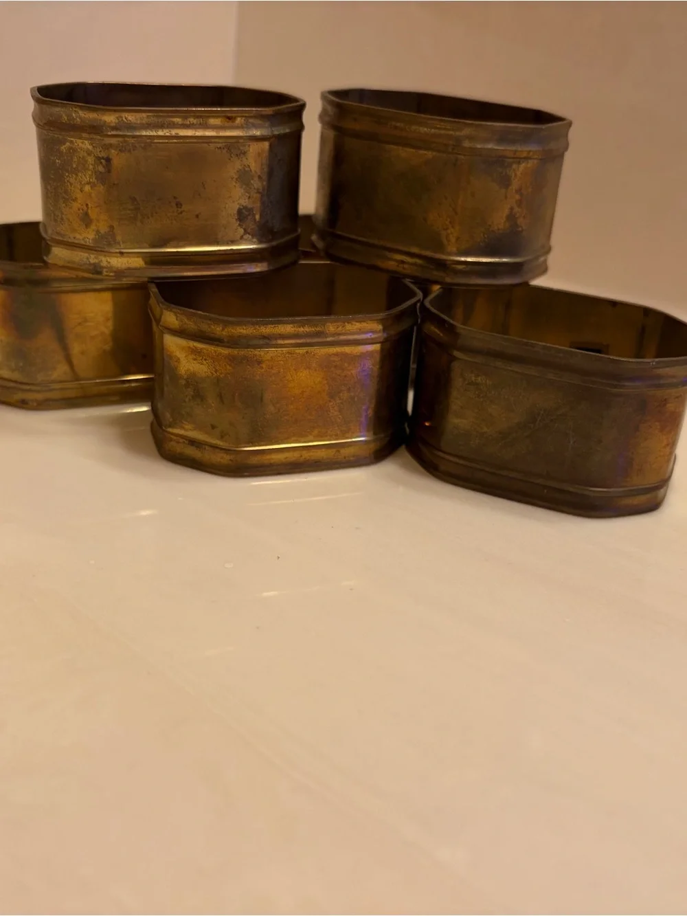 Vintage Brass Napkin Rings - Set of 6